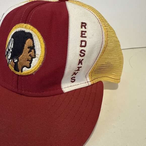 Vintage 80s Washington Redskins NFL Trucker Hat Adult Made In USA Lucky Stripe - Picture 5 of 16